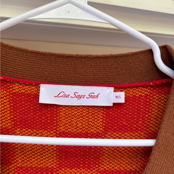 Lisa Says Gah Checker Andretti Cardigan Size M/L - Picture 6 of 6